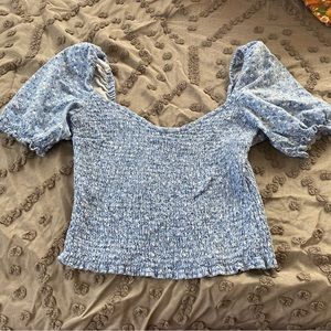 Abercrombie and Fitch smocked blouse with puff sleeves and floral design